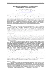 Exploration of Problem Solving Processes of Students with Learning Disabilities