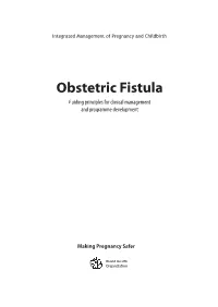 Obstetric Fistula Guiding Principles for Clinical Management and Programme Development