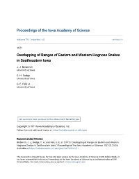 Overlapping of Ranges of Eastern and Western Hognose Snakes in Southeastern Iowa