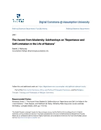 Solzhenitsyn on "Repentance and Self-Limitation in the Life of Nations"