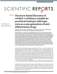 Structure-Based Discovery of Mpges-1 Inhibitors Suitable For