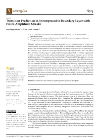 Transition Prediction in Incompressible Boundary Layer with Finite-Amplitude Streaks