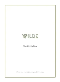 Wine & Drinks Menu