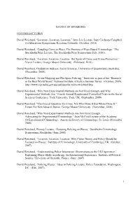 1 DAVID LEE WEISBURD INVITED LECTURES David Weisburd