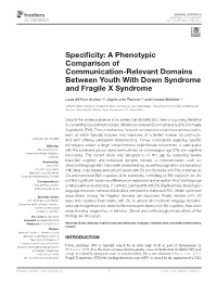 A Phenotypic Comparison of Communication-Relevant Domains Between Youth with Down Syndrome and Fragile X Syndrome