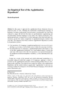 An Empirical Test of the Agglutination Hypothesis1