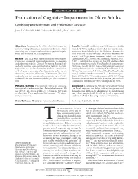 Evaluation of Cognitive Impairment in Older Adults Combining Brief Informant and Performance Measures