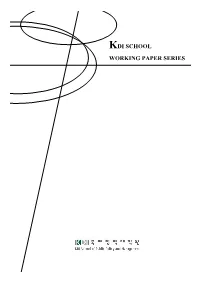 Kdi School Working Paper Series Kdi School Working Paper Series