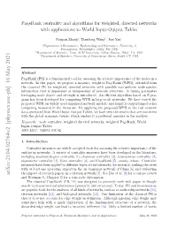 Pagerank Centrality and Algorithms for Weighted, Directed Networks with Applications to World Input-Output Tables