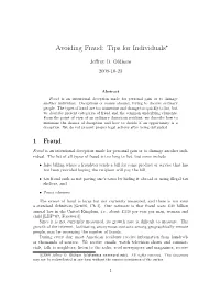 Avoiding Fraud: Tips for Individuals∗