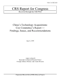 Cox Committee's Report