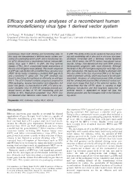 Efficacy and Safety Analyses of a Recombinant Human Immunodeficiency Virus Type 1 Derived Vector System