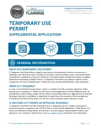 Temporary Use Permit Supplemental Application