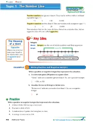 The Number Line Topic 1