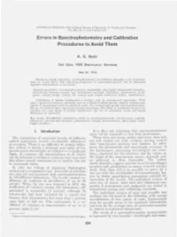 Errors in Spectrophotometry and Calibration Procedures to Avoid Them