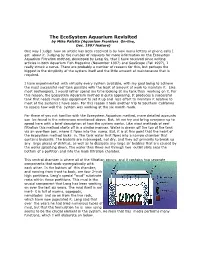 The Ecosystem Aquarium Revisited by Mike Paletta (Aquarium Frontiers On-Line, Dec