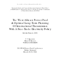 The West African Power Pool & Optimal Long-Term Planning Of