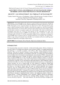 ADJUSTMENT STYLES and EXPRESSION of POST-TRAUMATIC STRESS DISORDERS AMONG SELECTED POLICE in OSOGBO METROPOLIS Ajibade B.L1