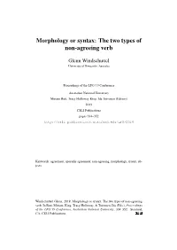 Morphology Or Syntax: the Two Types of Non-Agreeing Verb