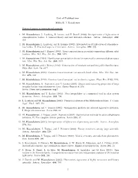 List of Publications Mikko K. J. Kaasalainen Refereed Papers In