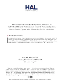 Mathematical Models of Dynamic Behavior of Individual Neural Networks of Central Nervous System Dimitra-Despoina Pagania, Adam Adamopoulos, Spiridon Likothanassis