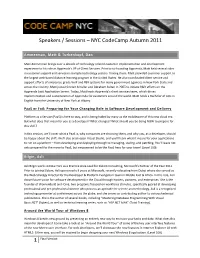 Speakers / Sessions – NYC Codecamp Autumn 2011