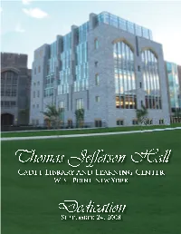 Thomas Jefferson Hall Dedication Program