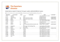 United Nations Code for Trade and Transport Locations (UN/LOCODE) for Guyana