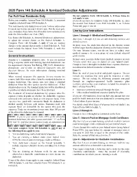 2020 Form 140 Schedule a Itemized Deduction Adjustments