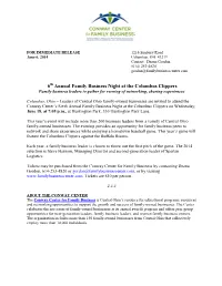 6Th Annual Family Business Night at the Columbus Clippers Family Business Leaders to Gather for Evening of Networking, Sharing Experiences