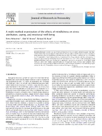 A Multi-Method Examination of the Effects of Mindfulness on Stress Attribution, Coping, and Emotional Well-Being