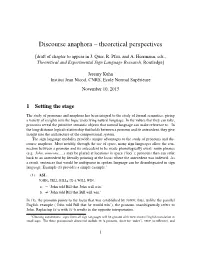 Discourse Anaphora – Theoretical Perspectives