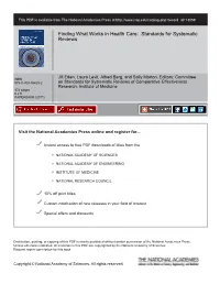 Finding What Works in Health Care: Standards for Systematic Reviews