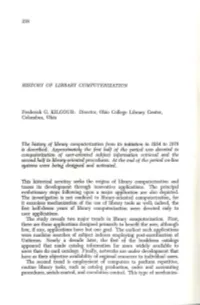 History of Library Computerization