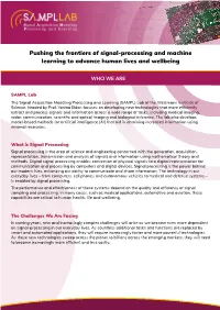 Pushing the Frontiers of Signal-Processing and Machine Learning to Advance Human Lives and Wellbeing