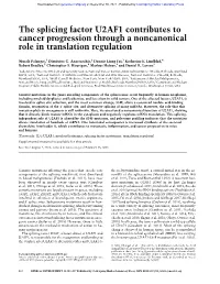The Splicing Factor U2AF1 Contributes to Cancer Progression Through a Noncanonical Role in Translation Regulation