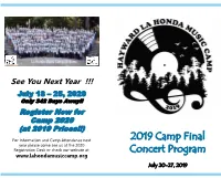 2019 Camp Final Concert Program
