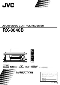 Audio/Video Control Receiver Instructions