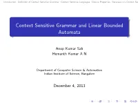 Context Sensitive Grammar and Linear Bounded Automata