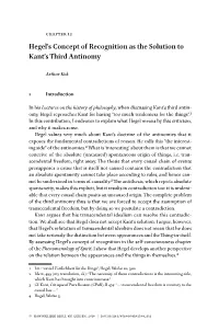 Hegel's Concept of Recognition As the Solution to Kant's Third Antinomy