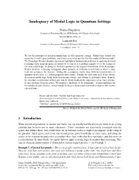 Inadequacy of Modal Logic in Quantum Settings
