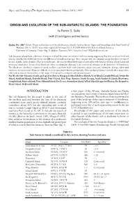 Origin and Evolution of the Sub-Antarctic Islands: the Foundation