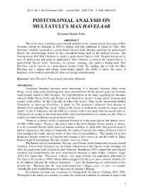 Postcolonial Analysis on Multatuli's Max Havelaar