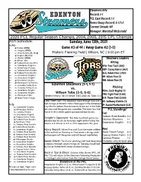 Sunday, June 13Th, 2021 June 2 @ Pirates (PPD) Game #3 of 44 / Away Game #2 (1-0) 4 Vs