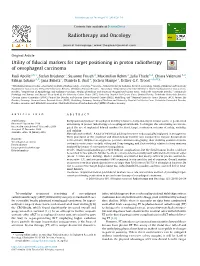 Utility of Fiducial Markers for Target Positioning in Proton Radiotherapy