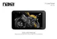 7” Core Tablet Instruction Manual