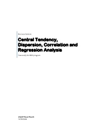Central Tendency, Dispersion, Correlation and Regression Analysis Case Study for MBA Program