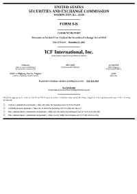 ICF International, Inc. (Exact Name of Registrant As Specified in Its Charter)