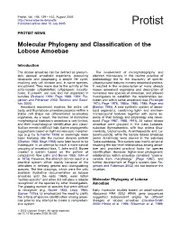 Molecular Phylogeny and Classification of the Lobose Amoebae