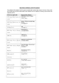 Open Source Software Used in the Product the Software in This Product Contains Parts Licensed Under Various Open Source Licenses
